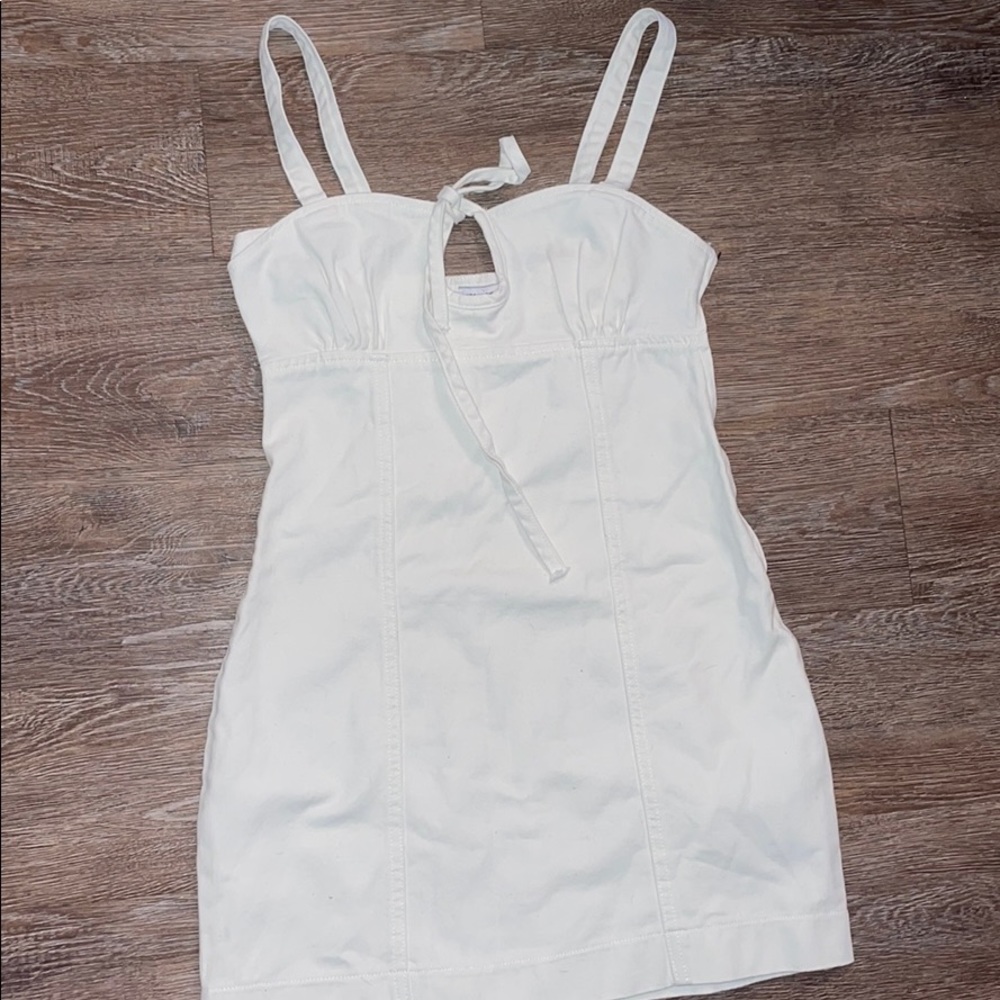 White jean material dress